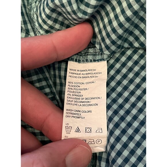 IZOD Shirt Mens Large Blue Gingham Button Down Non-Iron Stretch Long Sleeve - Picture 8 of 8